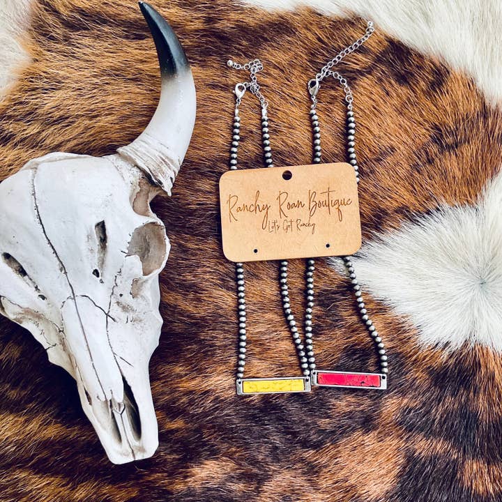 Ranchy Roan Boutique - Wholesale Choker/Collar - Western Stone Bar Pendant Choker Necklace2