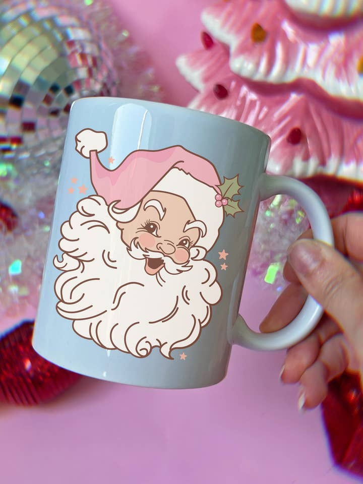 Mug Vintage Père Noël Rose 12oz pour la vente par Cosmic lovely