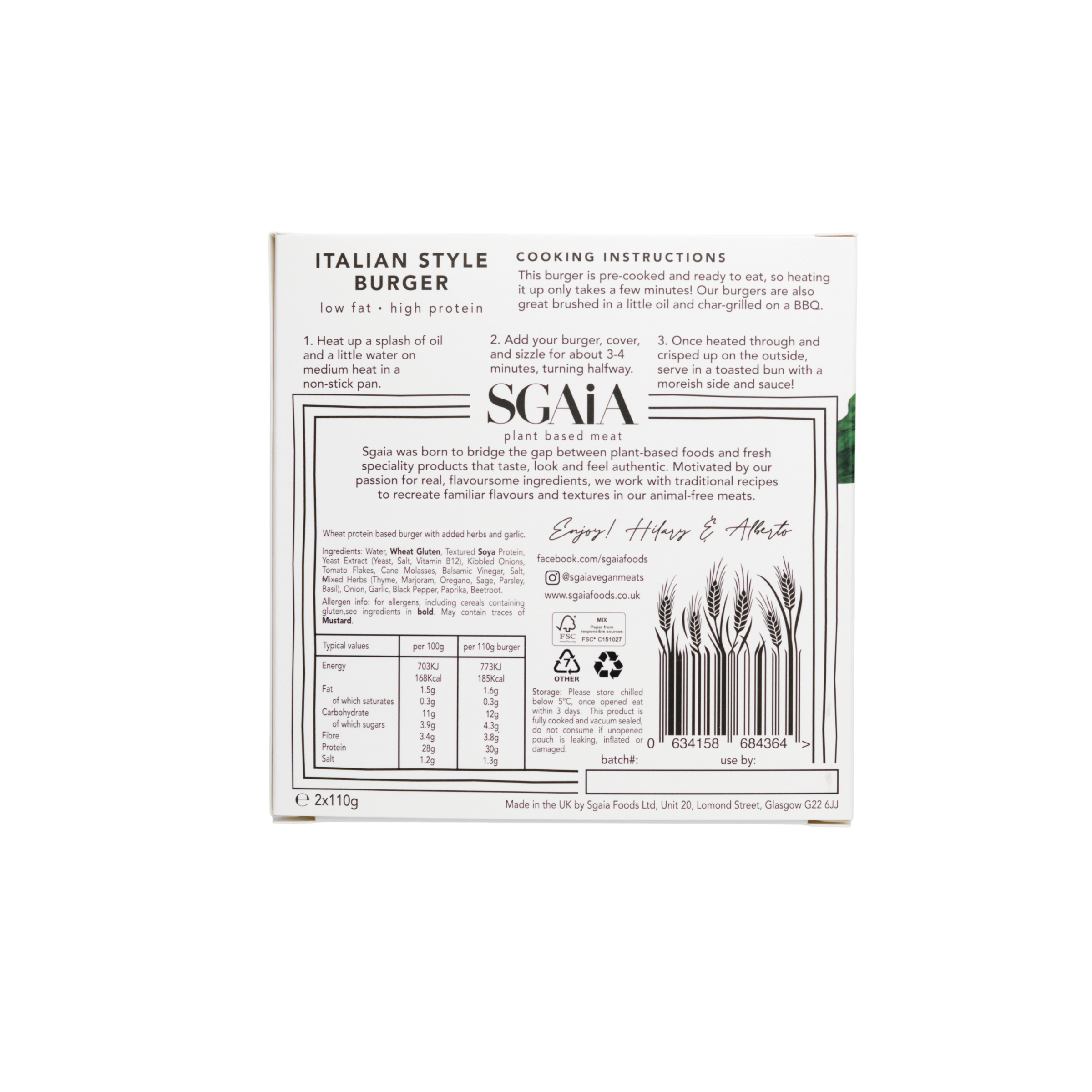 Sgaia Foods - Vendita all'ingrosso Pasti pronti a lunga conservazione - Burger vegano all'italiana (2x110g)3