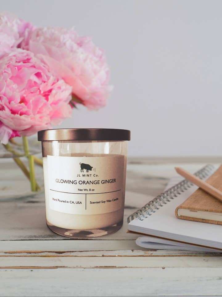 Gingembre orange éclatant JL Mint Co. Bougie en cire de soja pour la vente par JL Mint Inc