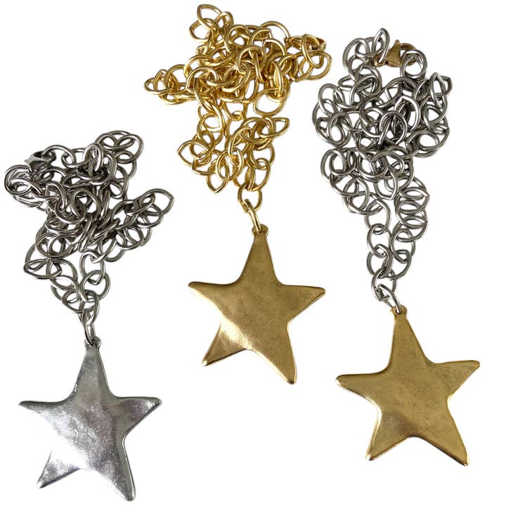 Collar con colgante de estrella gruesa viral – Declaración metálica audaz para venta al por mayor de VB&CO Designs Handmade Jewelry