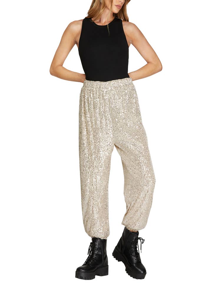 Vanilla Monkey - Vendita all'ingrosso Pantalone - Donna - Pantaloni jogger con paillettes