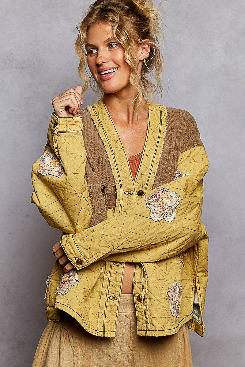 Pol Clothing - Wholesale Jacket - Women's - Long sleeve quilted twill big pocket woven jacket2