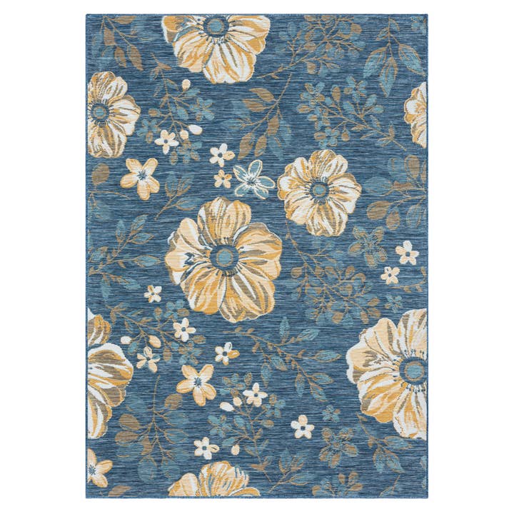Floral Coastal Indoor/Outdoor Reversible Area Rug for wholesale by LR Home