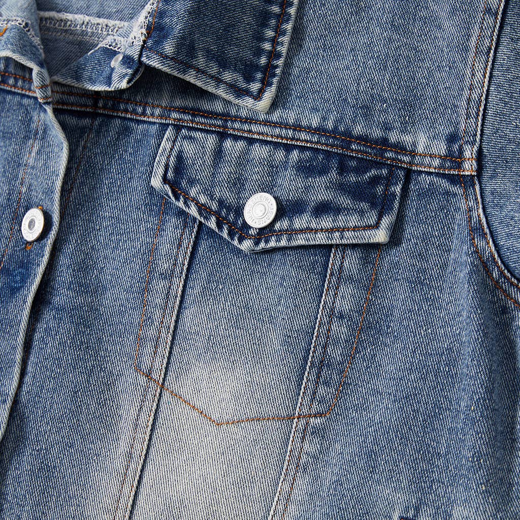 Lichtblauw Lichtblauw spijkerjack met lange mouwen en lange mouwen voor dames voor groothandel op Faire3