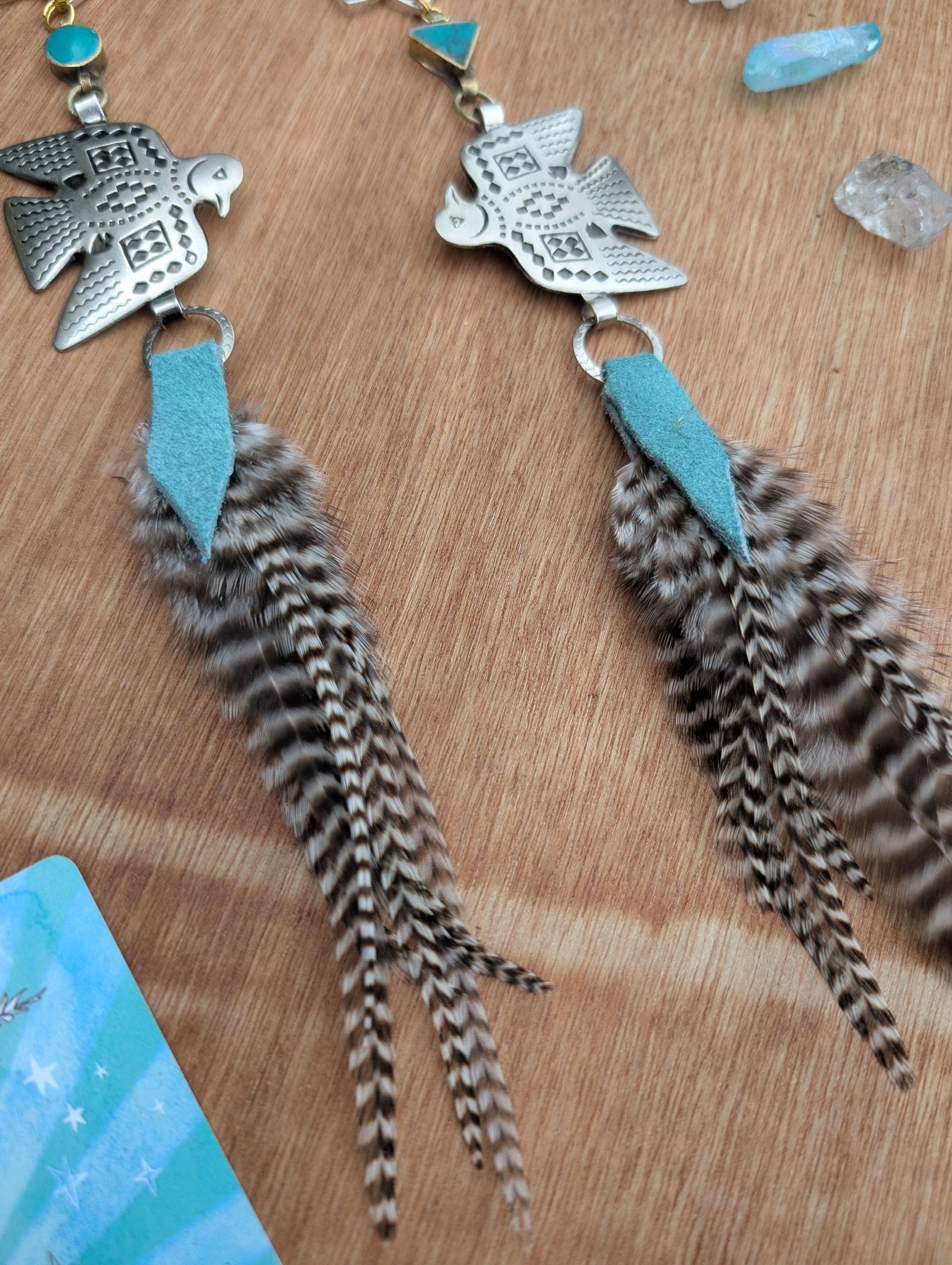 Sea Gypsy Designs - Wholesale Dangle Earrings - Sacred Geometry & Thunderbird Feather Earrings1