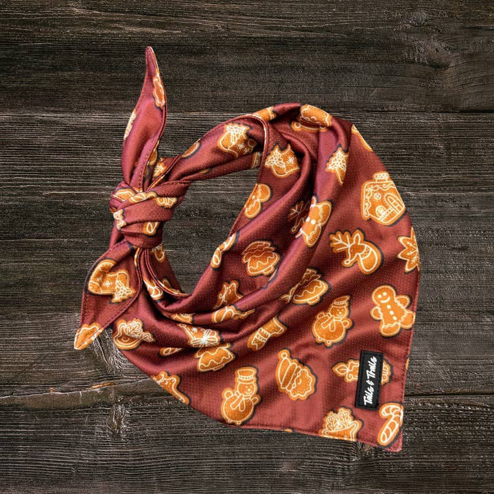 Gingerbread Cookie Bandana for wholesale by Tails and Trails