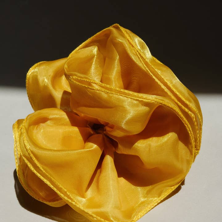 Yellow Sheer Floating Scrunchie in Golden Hour for wholesale on Faire