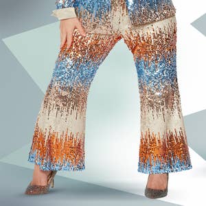 Women's Sequin Pants Fashion Glitter Bling High Waist Drawstring
