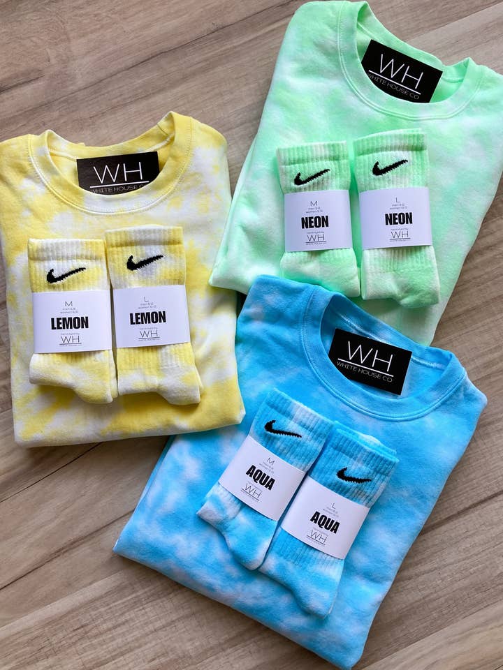 White House Co - Wholesale Sweatshirt - Unisex - Summer Tie Dye Crewneck