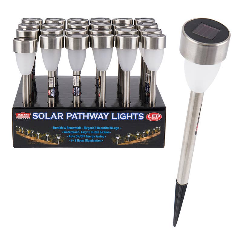 Deluxe Import Trading - Wholesale Garden/Lawn Stake - Solar Pathway Light- 2.1''- Silver0