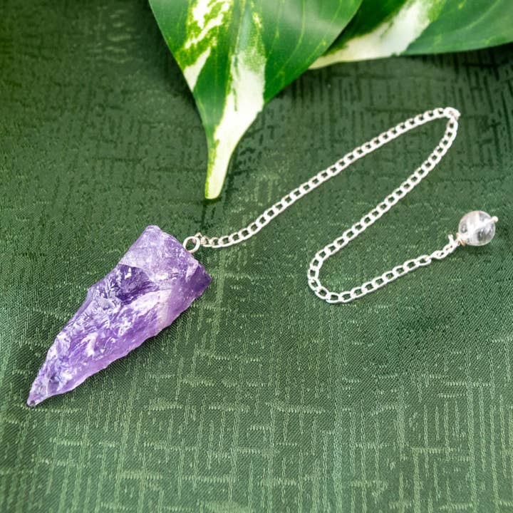 Raw Amethyst Pendulum. for wholesale by Down To Earth
