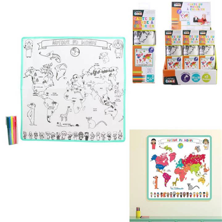 Coloring World Map Rug for wholesale by TSJJ