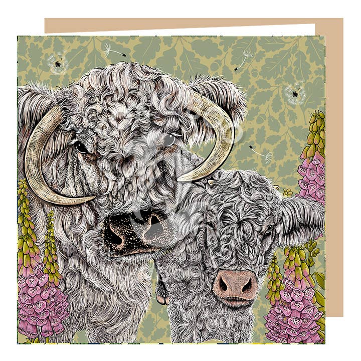 Lovely Longhorns Greeting Card for wholesale by Fox & Boo