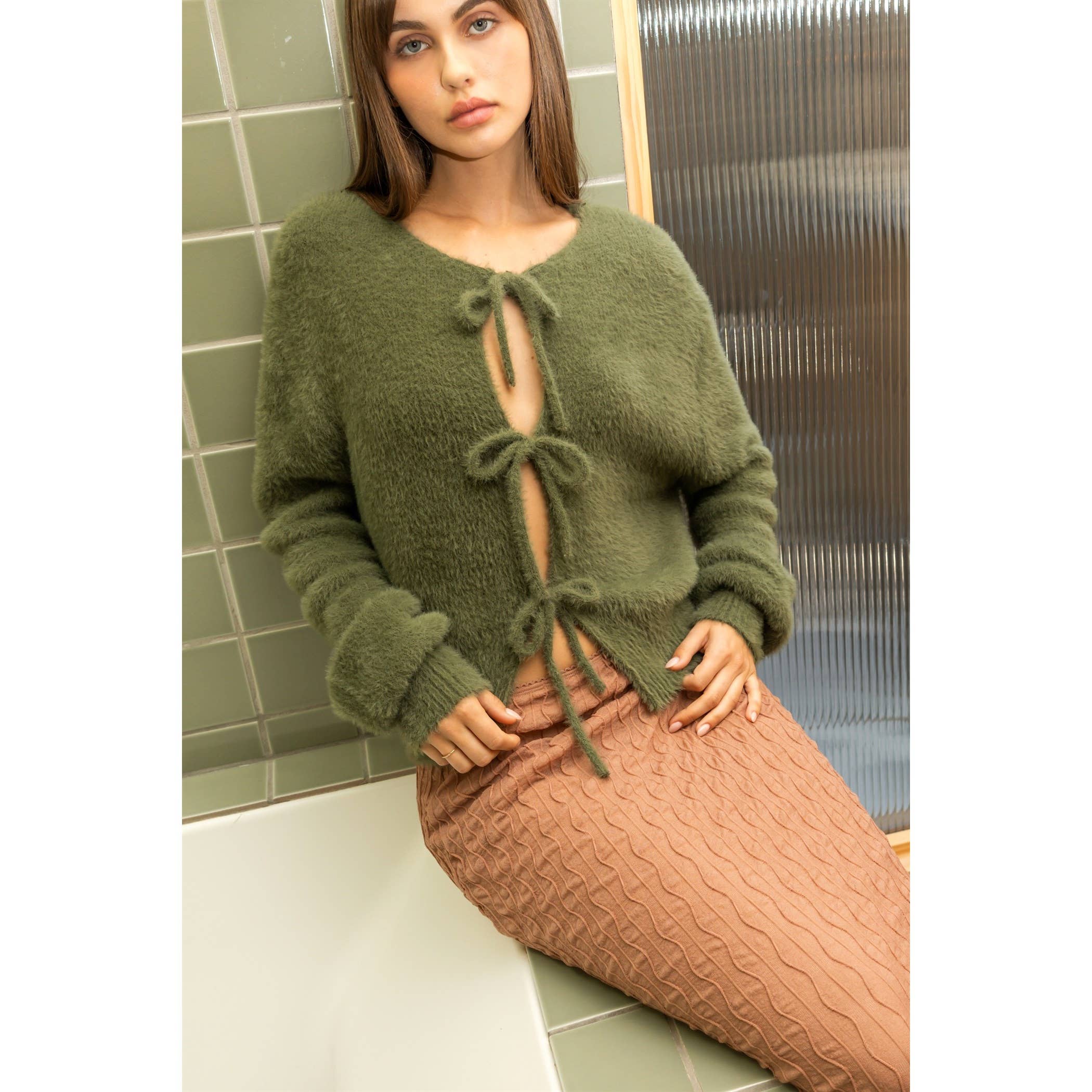 HYFVE - Wholesale Cardigan - Women's - Fuzzy Sweater With Unique Front Ties12