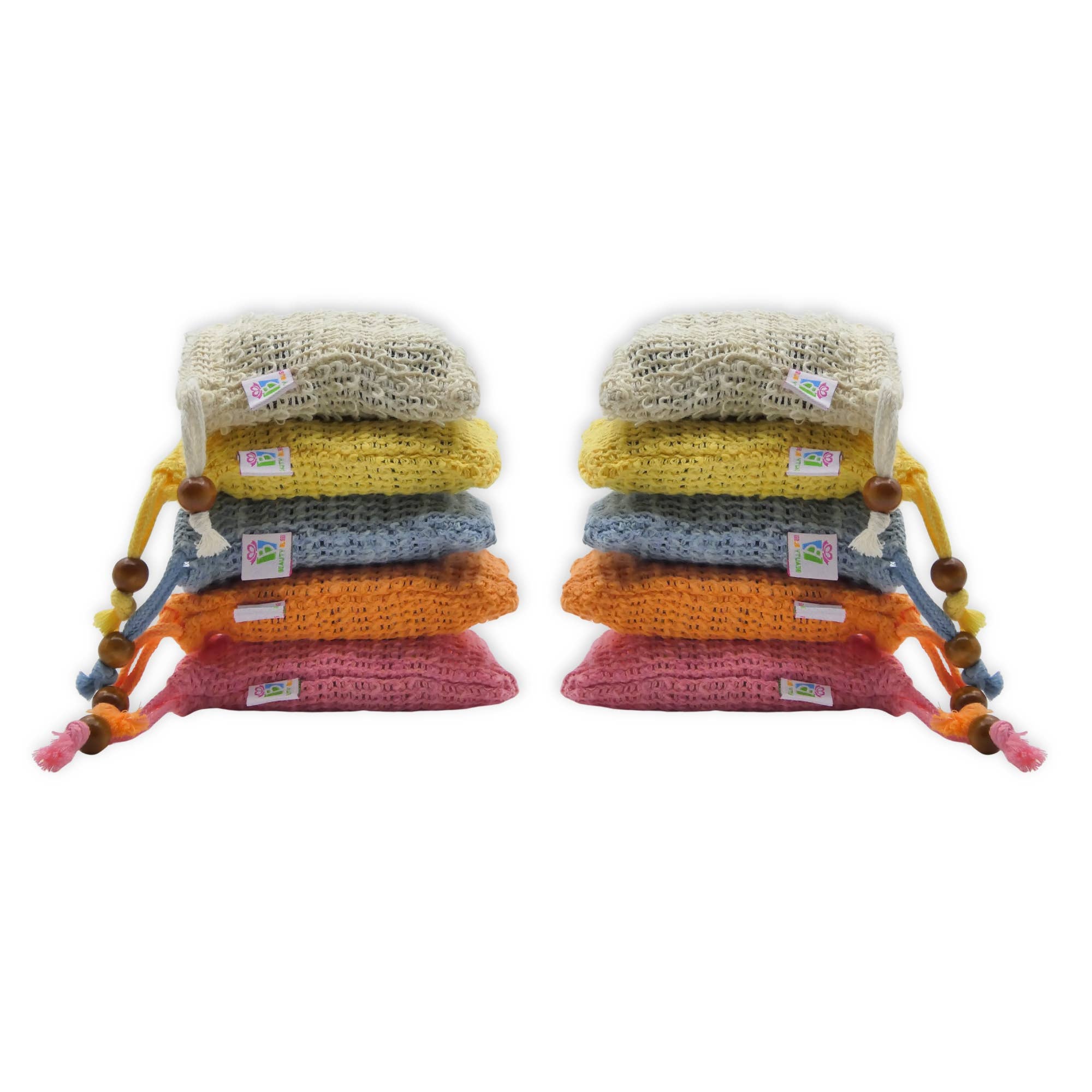 Beauty Blisss - Wholesale Soap Pouch/Sack/Bag - Sisal Soap Saver Bags, 5 & 10 Piece Full Sets Assorted1