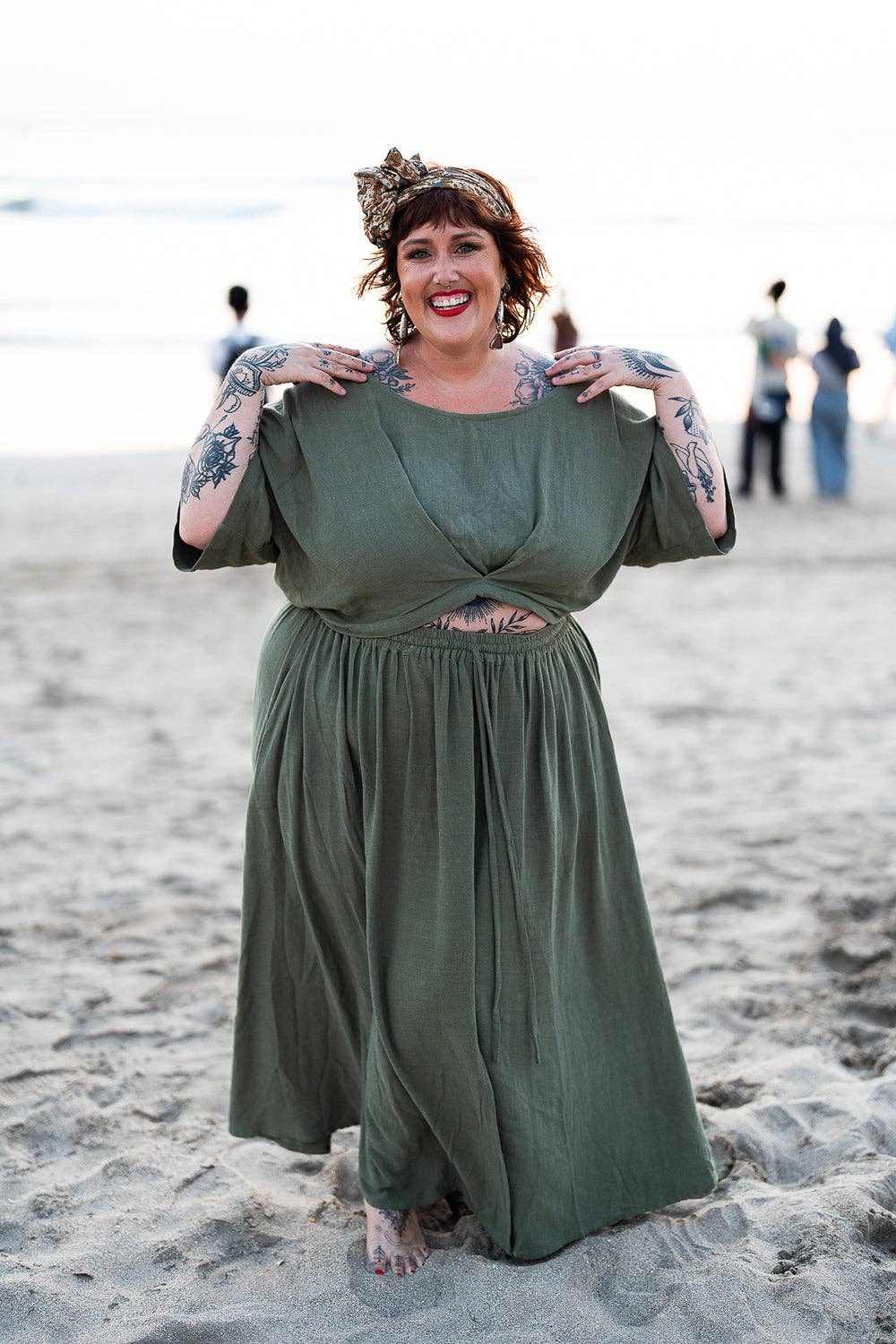 Jinx the label - Wholesale Blouse - Women's - Semoa Oversized Crop Top - Sage1