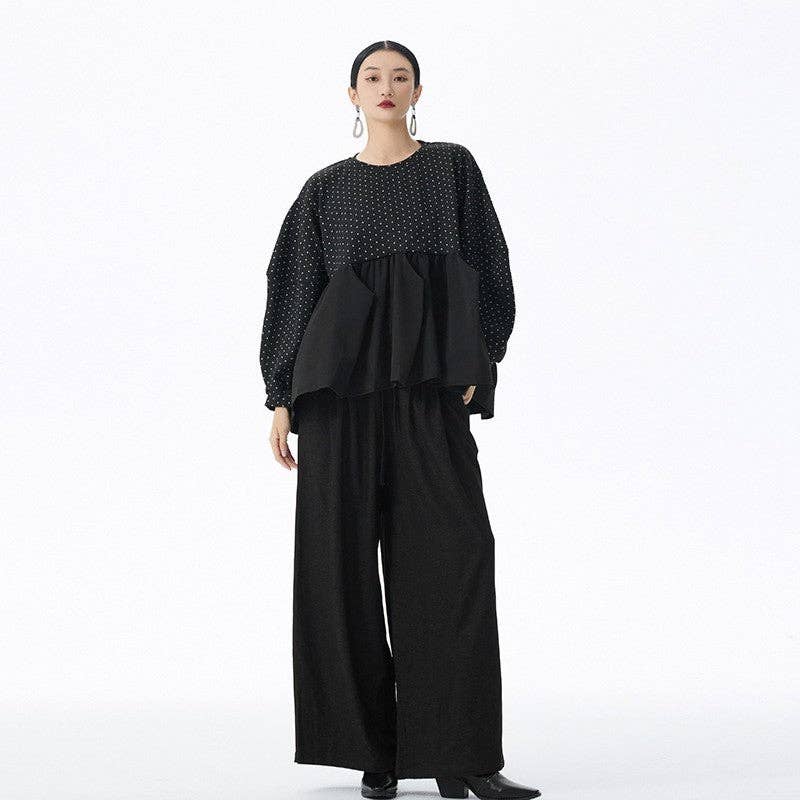 Basis Fancy - Wholesale Blouse - Women's - Ruched Loose Top1