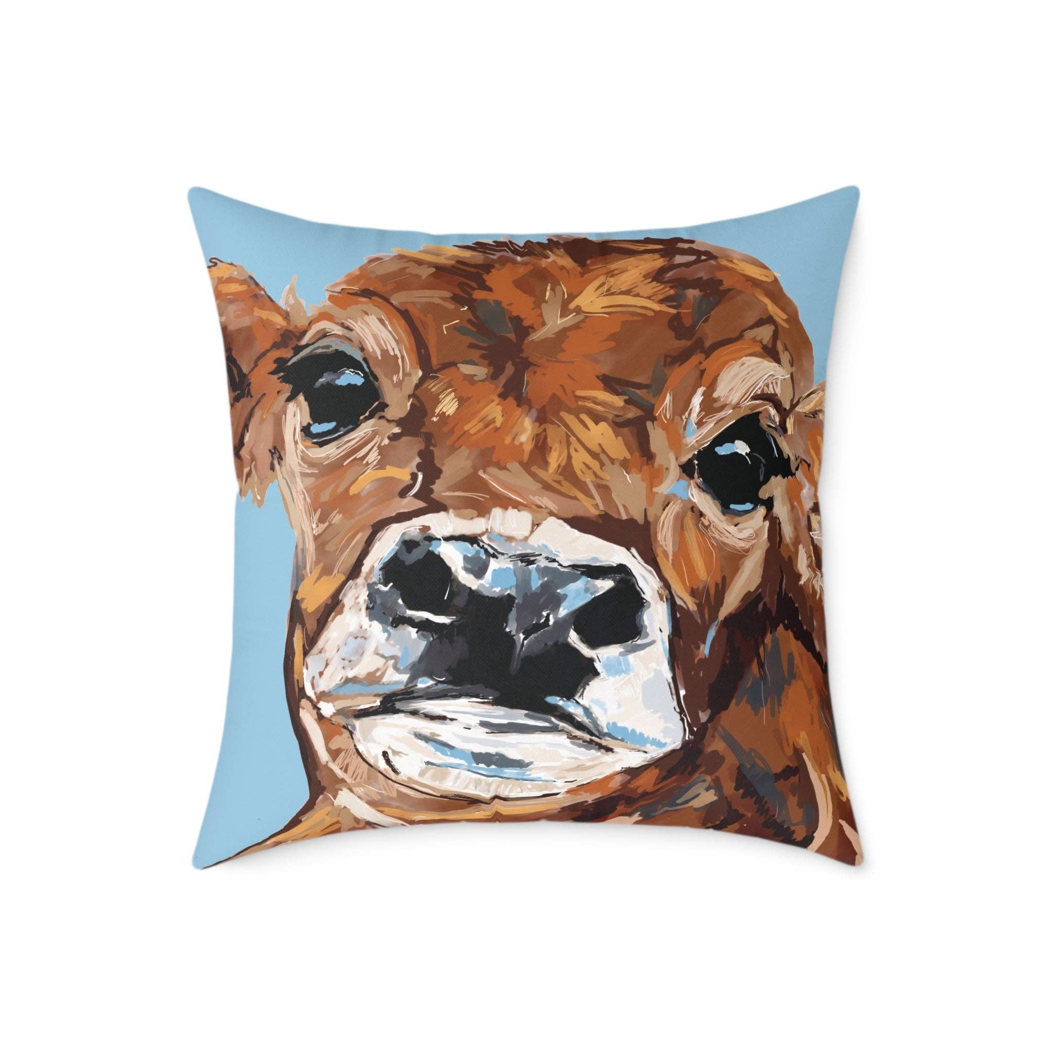 Blue Cava - Wholesale Throw/Decorative Pillow - Brown Cow Farmhouse Square Poly Canvas Throw Pillows5