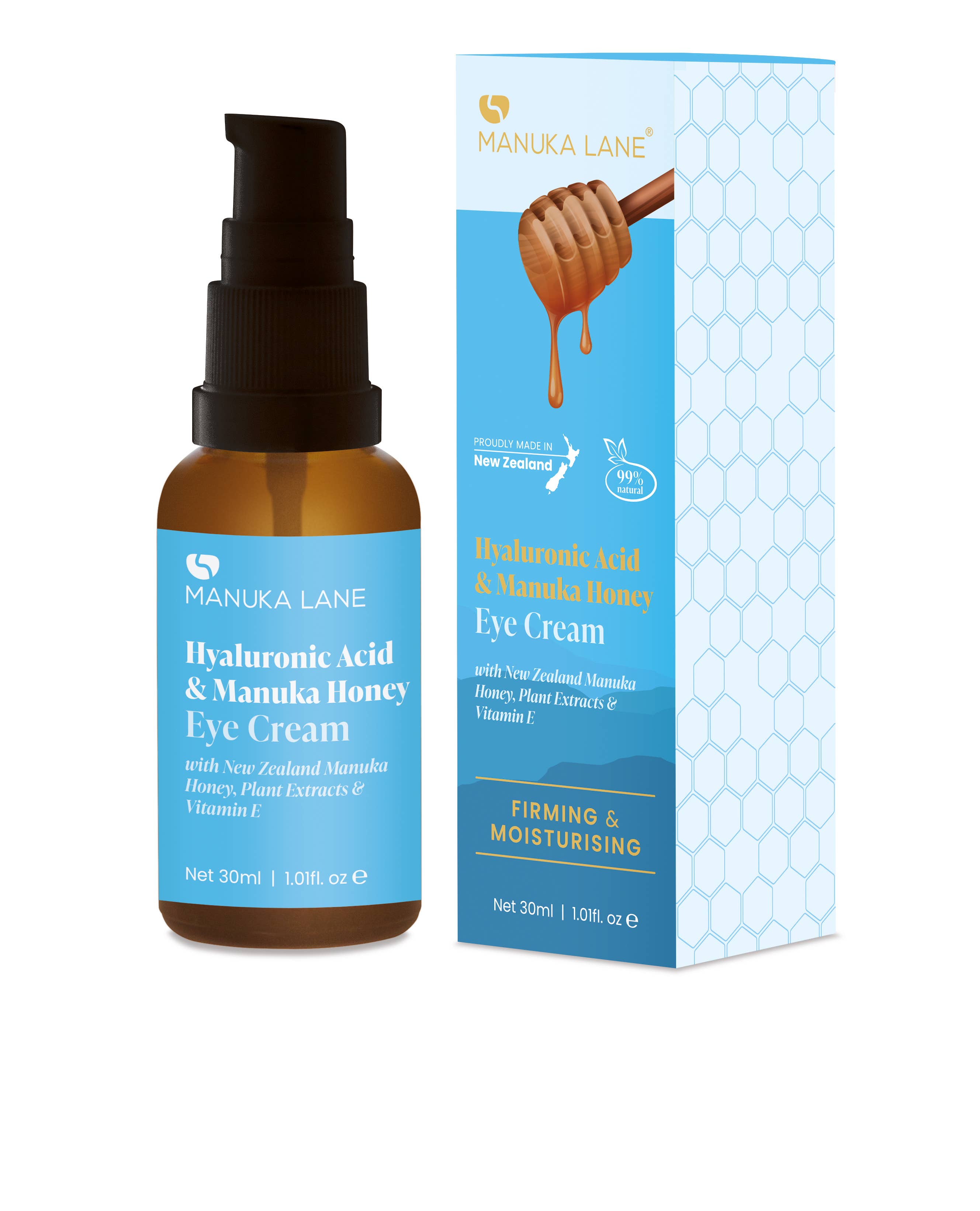 Manuka Lane - Wholesale Eye cream/gel - Hyaluronic Acid Eye Cream with Manuka Honey, Eyebright & Vitamin E (30ml)