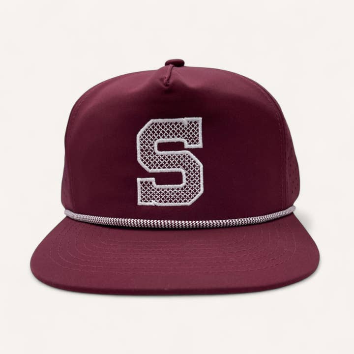 Letterman Rope Trucker Hat | Maroon for wholesale by Happi Style