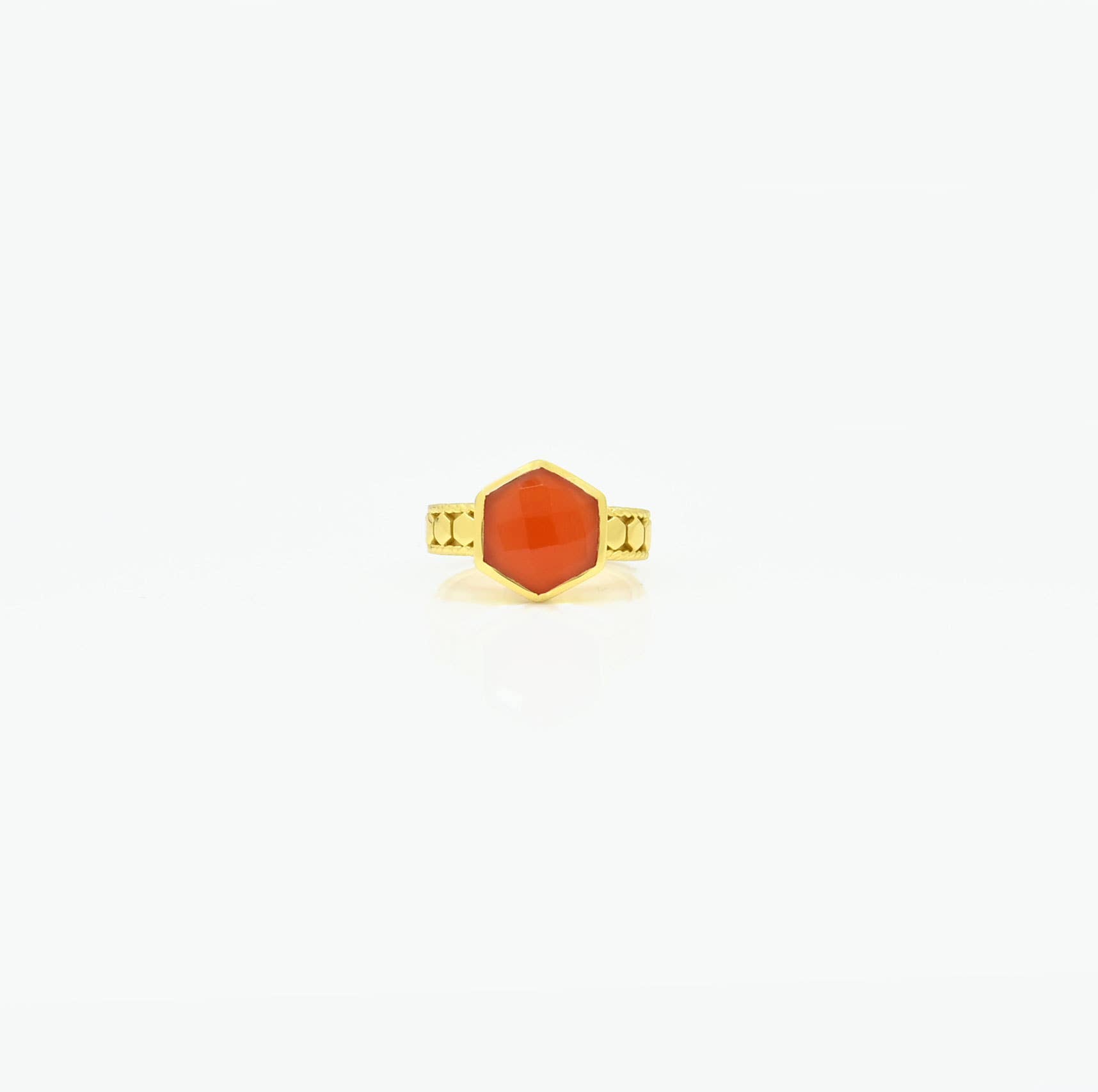 Schmuckoo Berlin - Wholesale Single Stone/Solitaire Ring - The Hexagon Gold Silver 925 - Carnelian (3 Rings)
