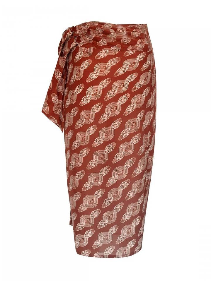 Sarong-Rock mit einfachem Motiv und braunem Druck für den Großhandel von AOB