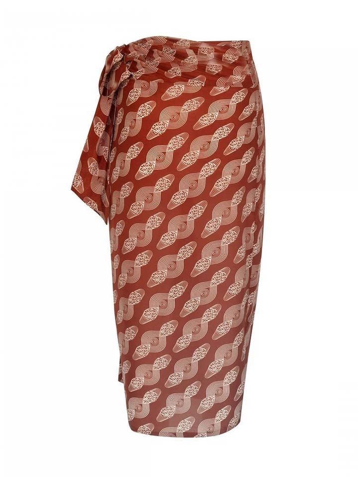 Simple Motif Brown Print Sarong Skirt for wholesale by AOB