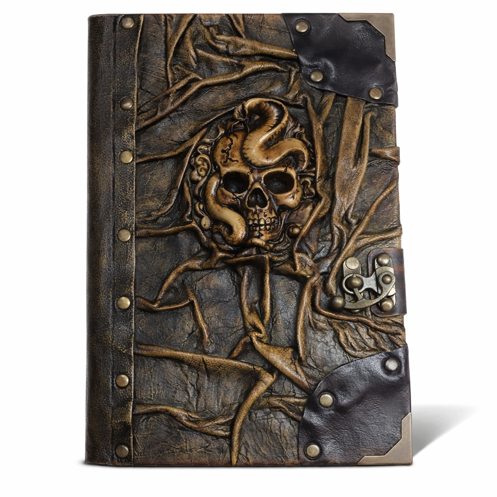 ML Marcaleather - Vente Journal intime - Journal en cuir avec crâne de pirate couleur vintage gothique0