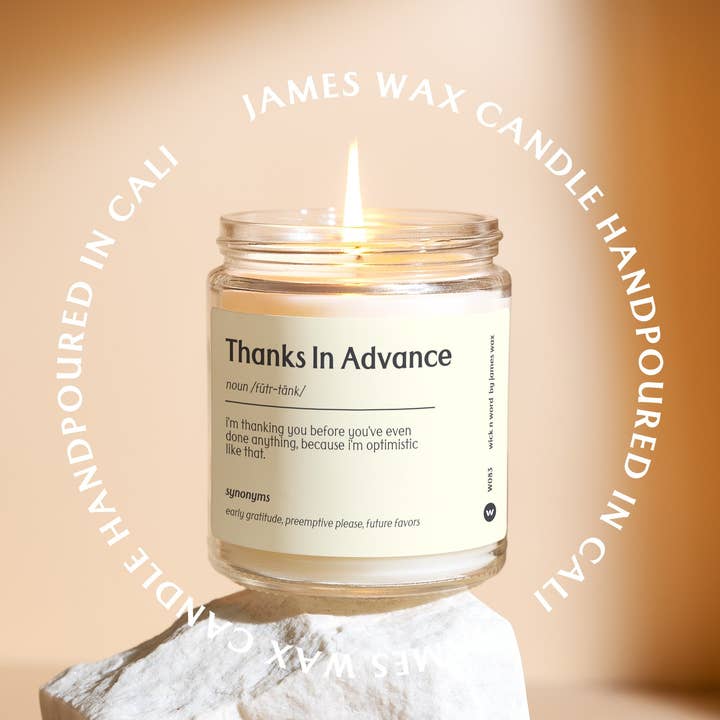Wick n Word - Wholesale Jar/Filled Candle - Personalized Coworker Gift "Thanks In Advance" Definition Candle Gift For Appreciation Funny Surprise Gift Holiday Gift W0832