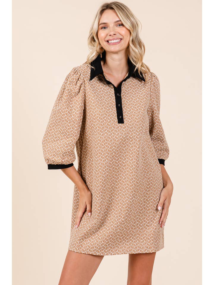 GeeGee Clothing - Wholesale Dress - Women's - Geometric Textured Mini Dress, MD50958