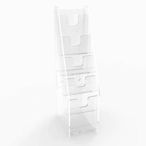 FIXTUREDISPLAYS - Wholesale Retailerdisplay - Vijflaags acryl cadeaukaartdisplay voor tafelbladen, met ingekeepte vakken - Transparant 197574