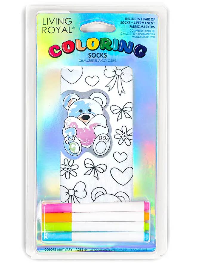 Ankle Socks - DIY Coloring Kit - Loveable Teddy Bears for wholesale by Living Royal