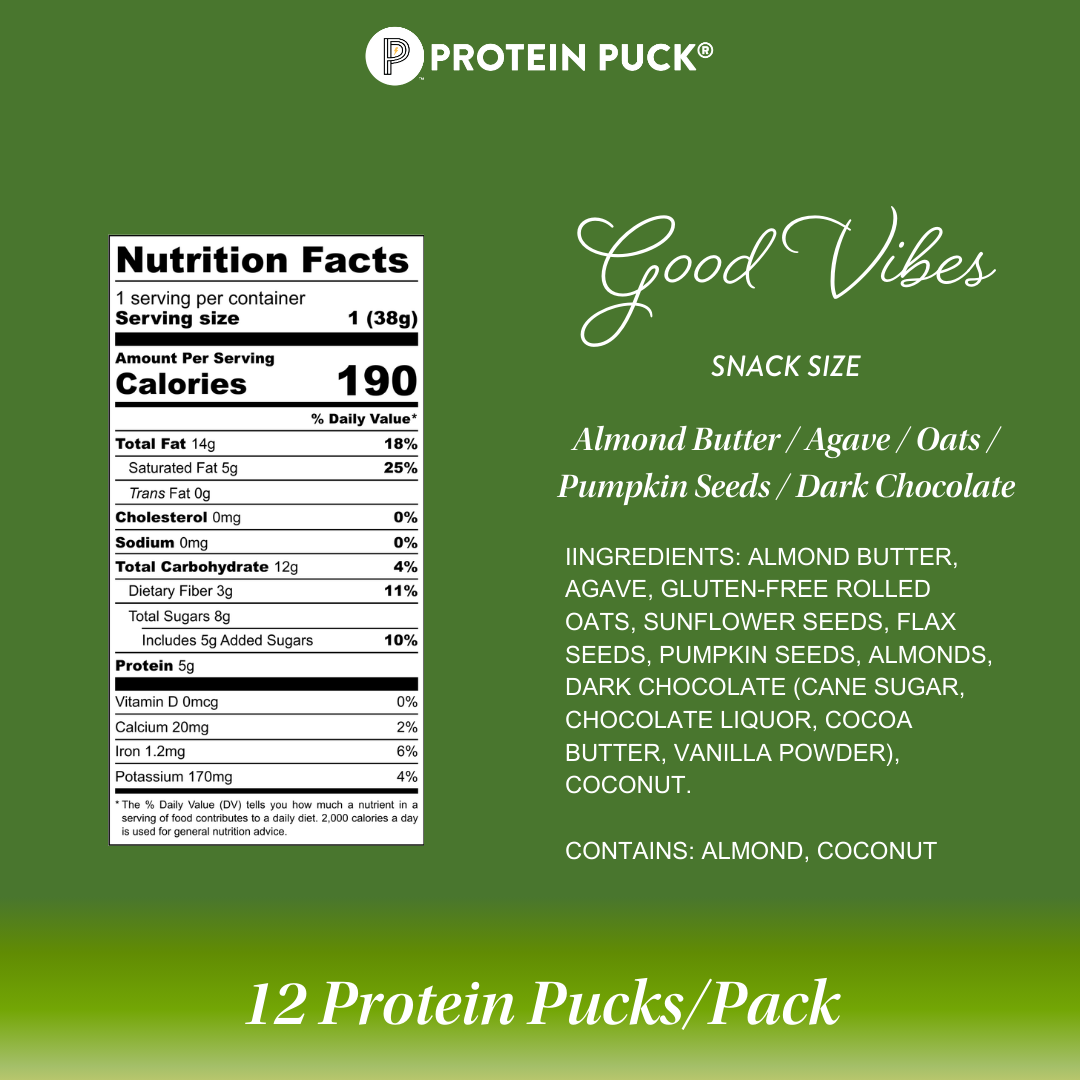Protein Puck - Vente Barres de céréales - Good Vibes Mini (noix de coco, tournesol) (12 barres de 1,34 oz)2