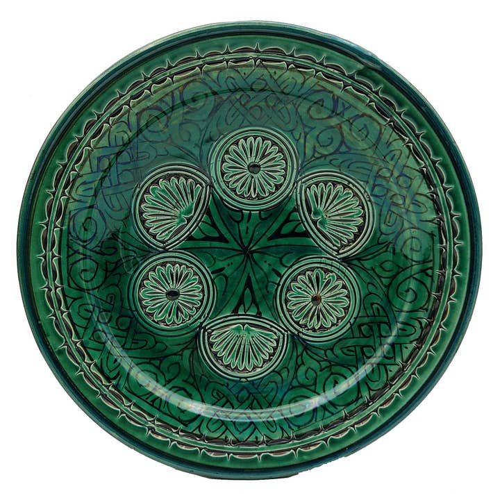 Etnico Arredo - Vente Assiette - Assiette murale en terre cuite émaillée ethnique marocaine Diam. 30 cm