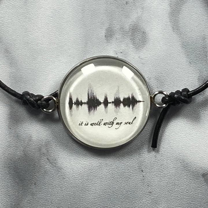 The Soundwave Booth - Wholesale Charm/Dangle Bracelet - Soundwave-It Is Well Leather Christian Charm Bracelet Music