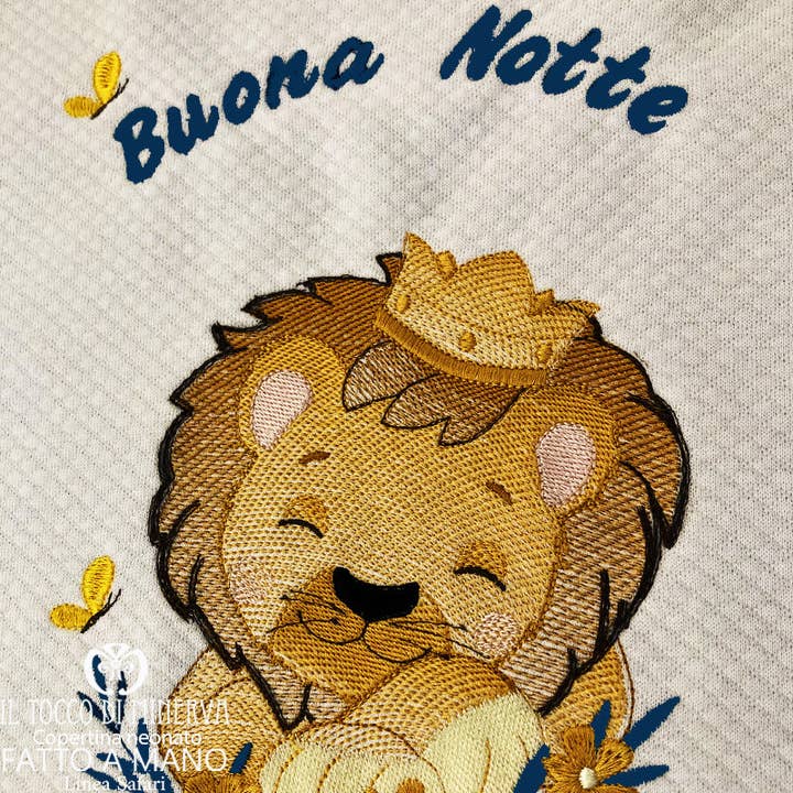 Couverture Bébé en Polaire pétrole Ligne Safari - Fait Main pour la vente par Il Tocco di Minerva