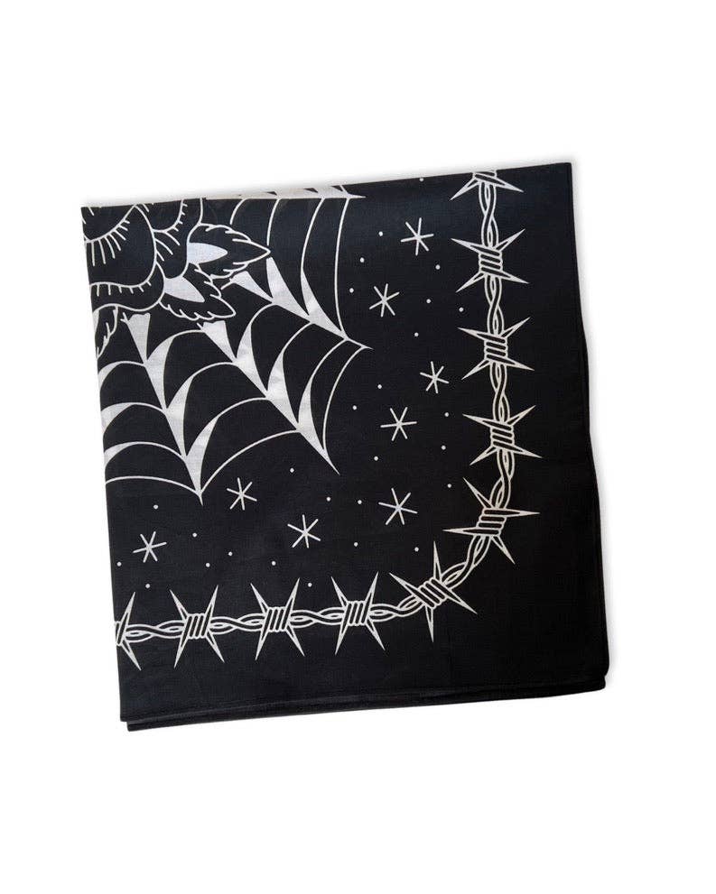 Tinta – wholesale Bandana – Women's – Black Rose Tattoo Bandana1