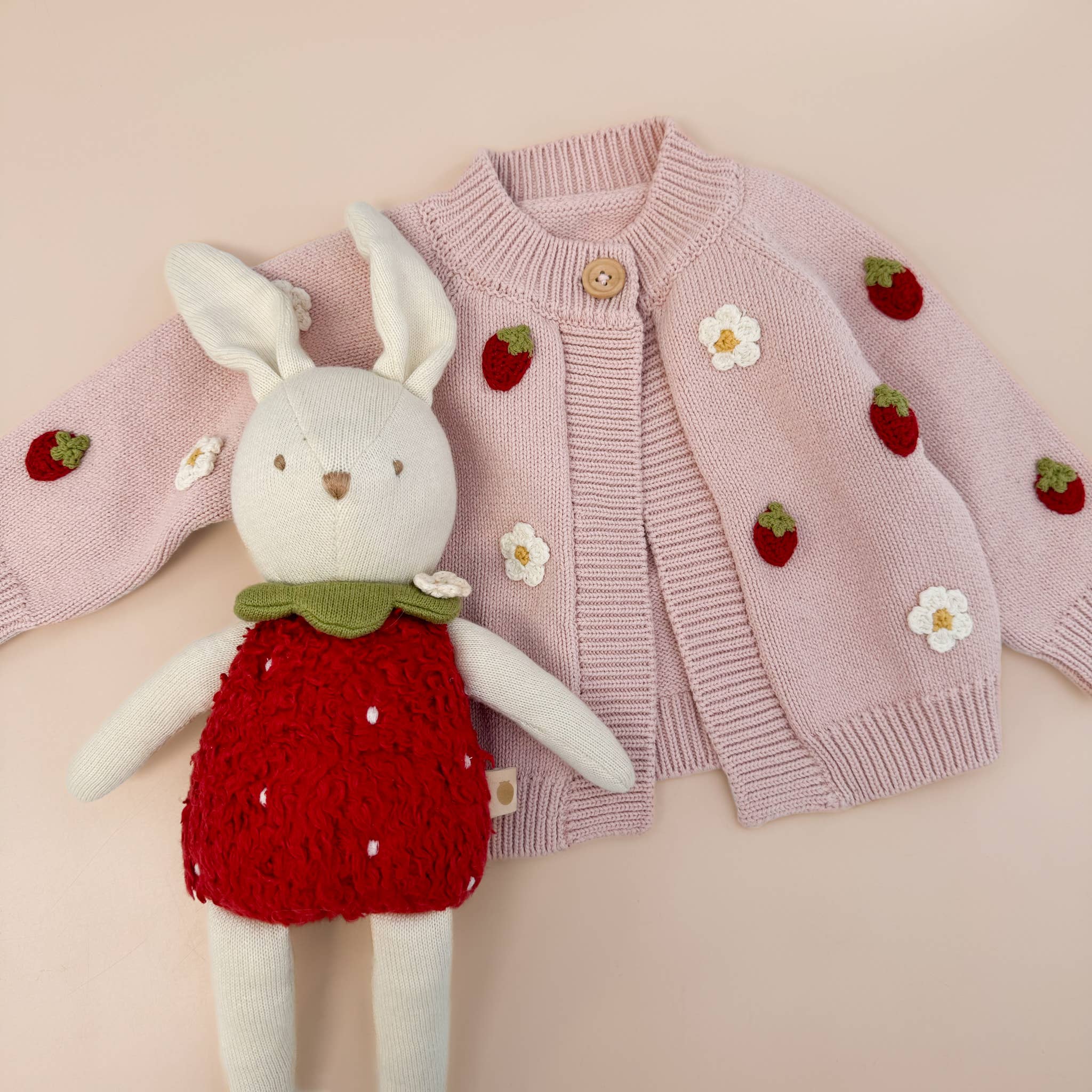 The Blueberry Hill - Wholesale Cardigan - Baby - Cotton Strawberry Flower Cardigan Blush Baby Sweater Clothes5