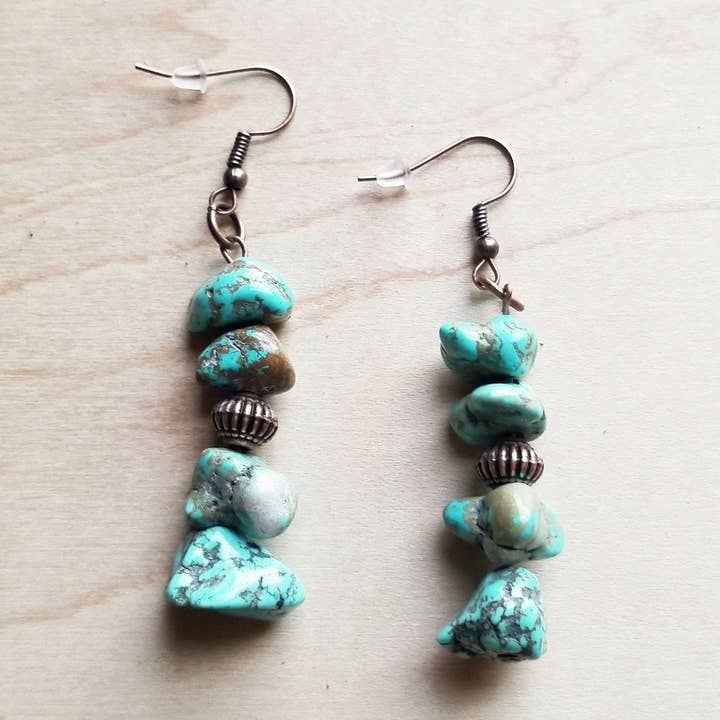 Orecchini impilati in turchese e rame 219f per la vendita all'ingrosso da parte di The Jewelry Junkie