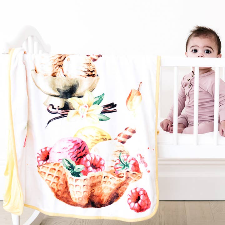 Bamboo Minky Baby Blanket - Vivid Sundae Ice Cream for wholesale by Kloud Bambu | Bamboo Towels & Blankets