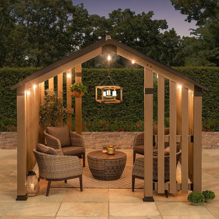 Giniverse108 - Wholesale Outdoor Ornament/Decor - Sienna Outdoor Cedar Wood Framed Hot Tub Gazebo with Steel Hardtop, Matte Black8