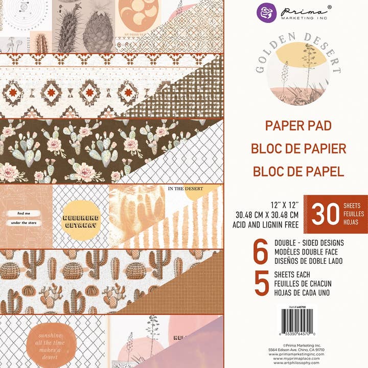 Prima Marketing Golden Desert 12 ”x12" Pappersplatta 655350645700 för wholesale av Prima Marketing Inc