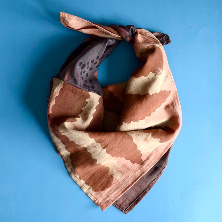 Ichcha - Wholesale Bandana - Women's - Two Tone Bandana Cotton Silk Block Print Head Scarf | Harper1