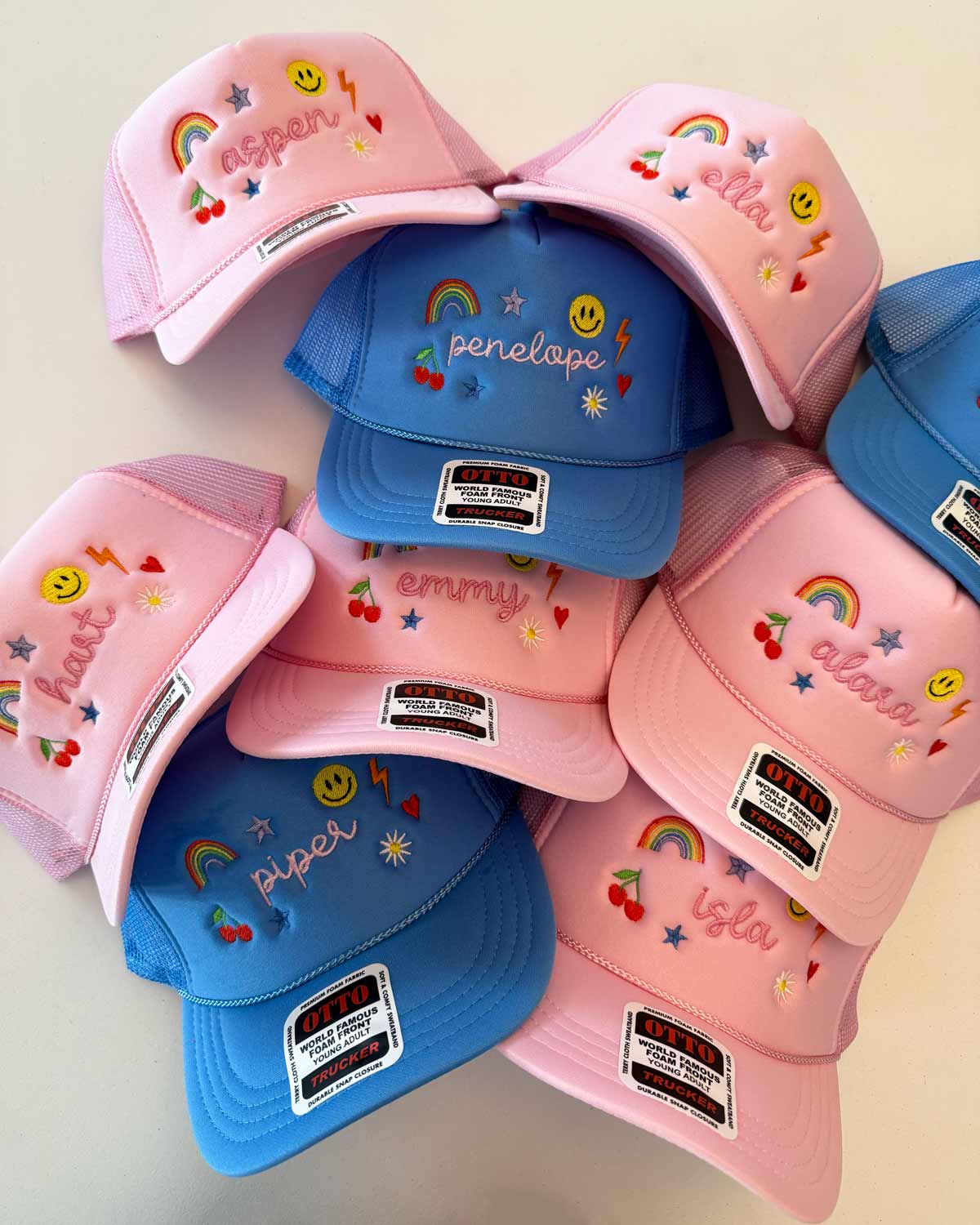Sundrop - Wholesale Kids Hat - Kids - Personalized Kids Charm Pink Trucker Hat (Mama & Mini Match)1