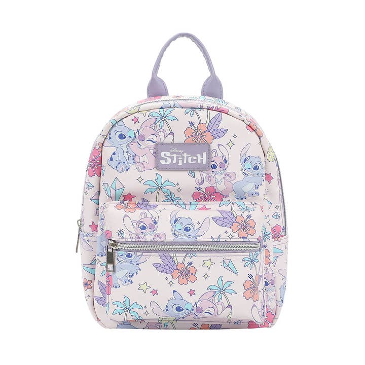 Disney Tropical Stitch And Angel Pink All-Over Print 11.5" Mini Backpack for wholesale by Bioworld Merchandising