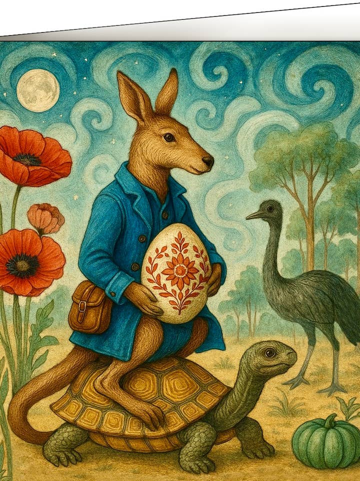 Cartão de felicitações, Canguru e Tartaruga por atacado de Thistle and Tale Press