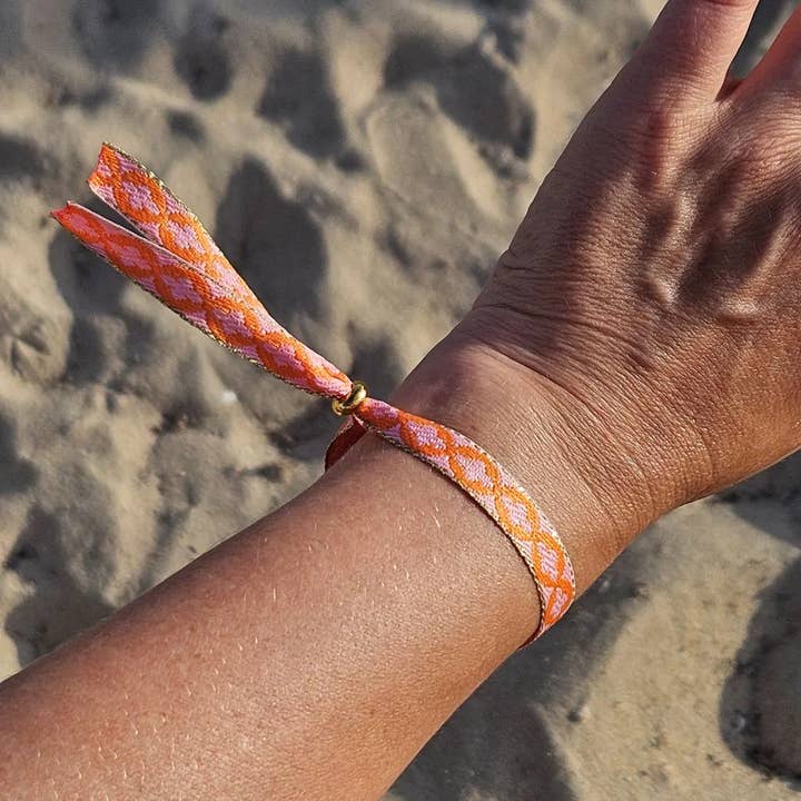 Pulsera de cinta con flores naranjas para venta al por mayor de Ibiza Boutique