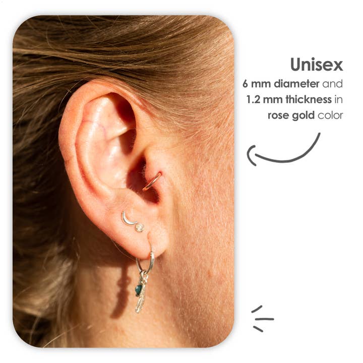 MATTISE - Vendita all'ingrosso Orecchini singoli - Anello Piercing in Acciaio Chirurgico color Oro Rosa1