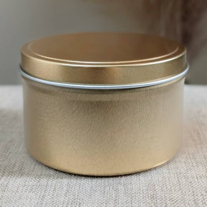 SummerCay Candle - Wholesale Travel Candles - Cashmere Plum | 5.5 oz Gold Tin Soy Candle | NO LABEL0